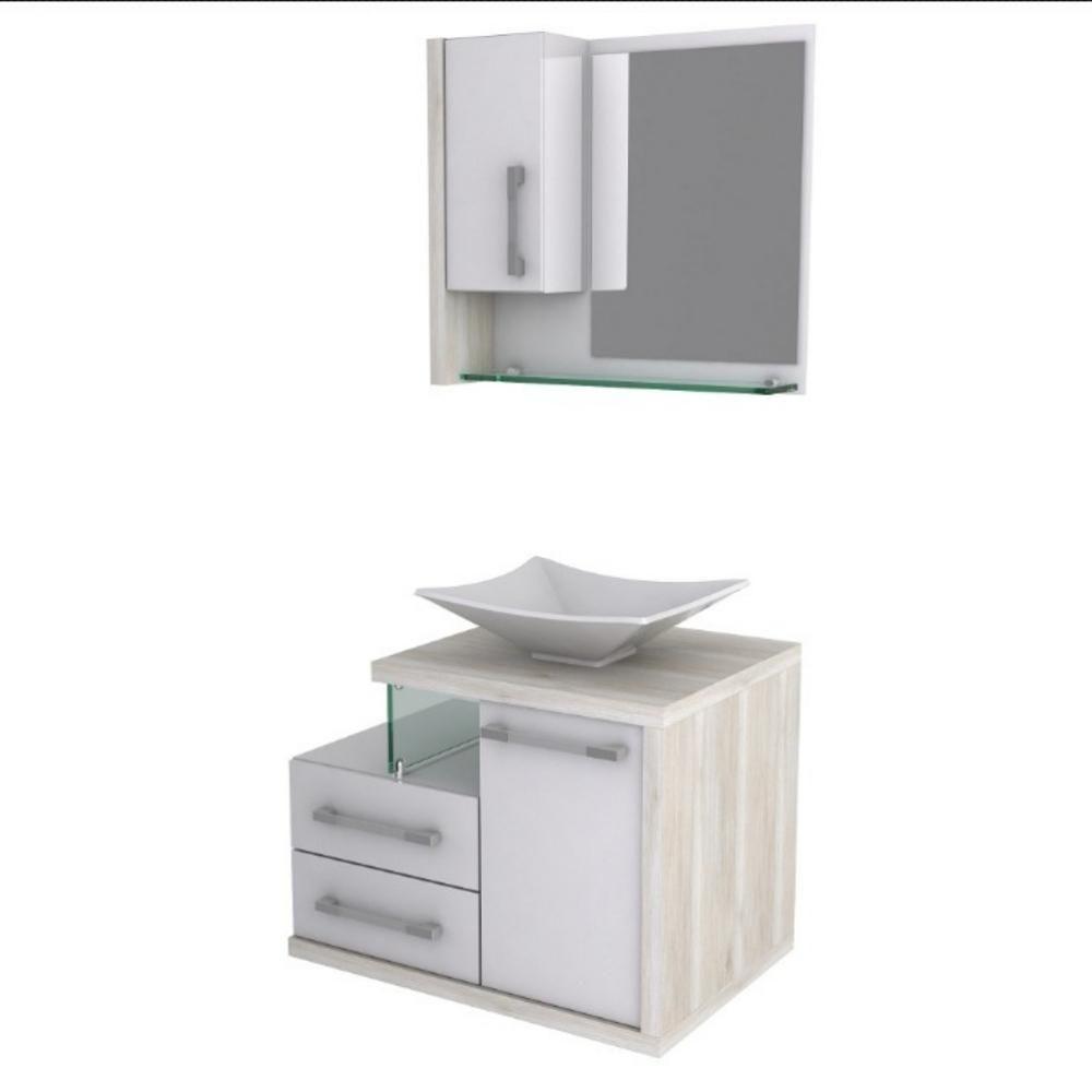 Conjunto Balcão C-cuba L38 E Espelheira Legno 650 Branco Chess C-preto ônix Branco Chess C-snow - 2