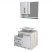 Conjunto Balcão C-cuba L38 E Espelheira Legno 650 Branco Chess C-preto ônix Branco Chess C-snow - 2