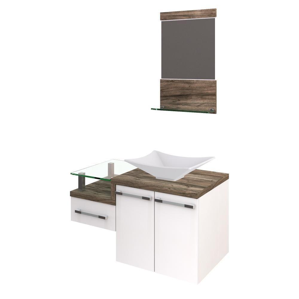 Conjunto Balcão C-cuba L38 E Espelheira Legno 831 Branco Chess C-carvalho Branco Chess C-carvalho Dark - 2