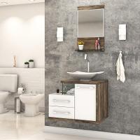 Conjunto Balcão C-cuba L38 E Espelheira Legno 651 Branco Chess C-carvalho Branco Chess C-carvalho Dark - 1