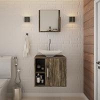 Conjunto Balcão C-cuba L38 E Espelheira Soft 500 Carvalho C-preto ônix Carvalho Dark - 1