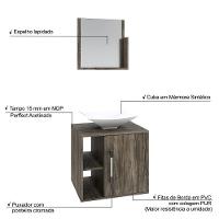 Conjunto Balcão C-cuba L38 E Espelheira Soft 500 Carvalho C-preto ônix Carvalho Dark