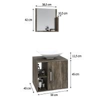 Conjunto Balcão C-cuba L38 E Espelheira Soft 500 Carvalho C-preto ônix Carvalho Dark - 5