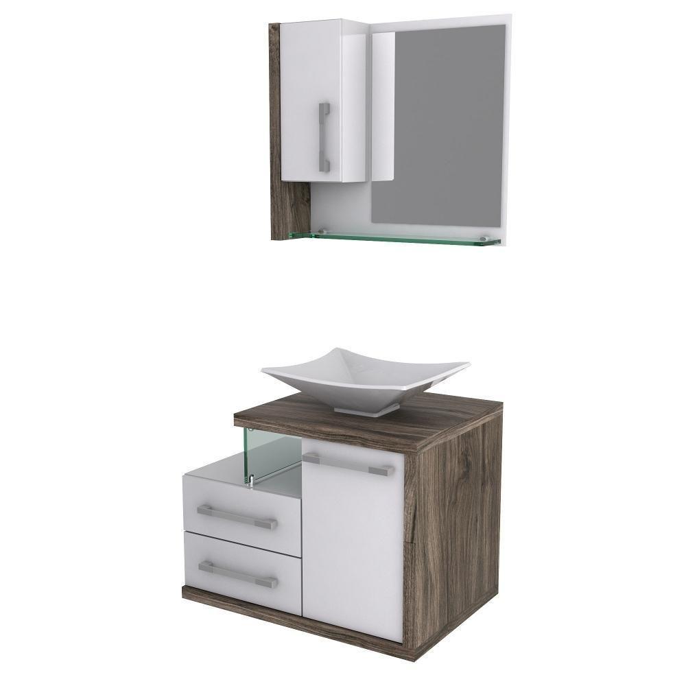 Conjunto Balcão C-cuba L38 E Espelheira Legno 650 Branco Chess C-carvalho Branco Chess C-carvalho Dark - 2