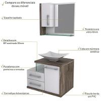 Conjunto Balcão C-cuba L38 E Espelheira Legno 650 Branco Chess C-carvalho Branco Chess C-carvalho Dark