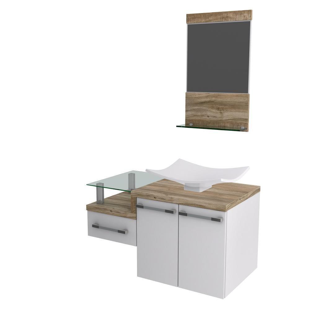 Conjunto Balcão C-cuba F44 E Espelheira Legno 831 Branco Chess C-branco Chess Branco Chess C-carvalho - 2