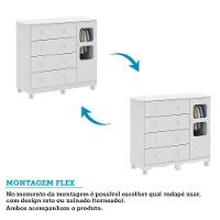 Jogo De Quarto Infantil Uli Guarda Roupa 4 Portas E Cômoda Branco Brilho - Móveis Peroba - 5