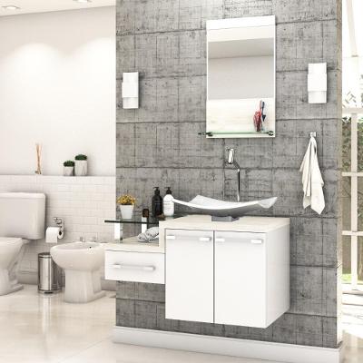Conjunto Balcão C-cuba F44 E Espelheira Legno 831 Branco Chess C-preto ônix Branco Chess C-snow