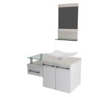 Conjunto Balcão C-cuba F44 E Espelheira Legno 831 Branco Chess C-preto ônix Branco Chess C-snow - 2