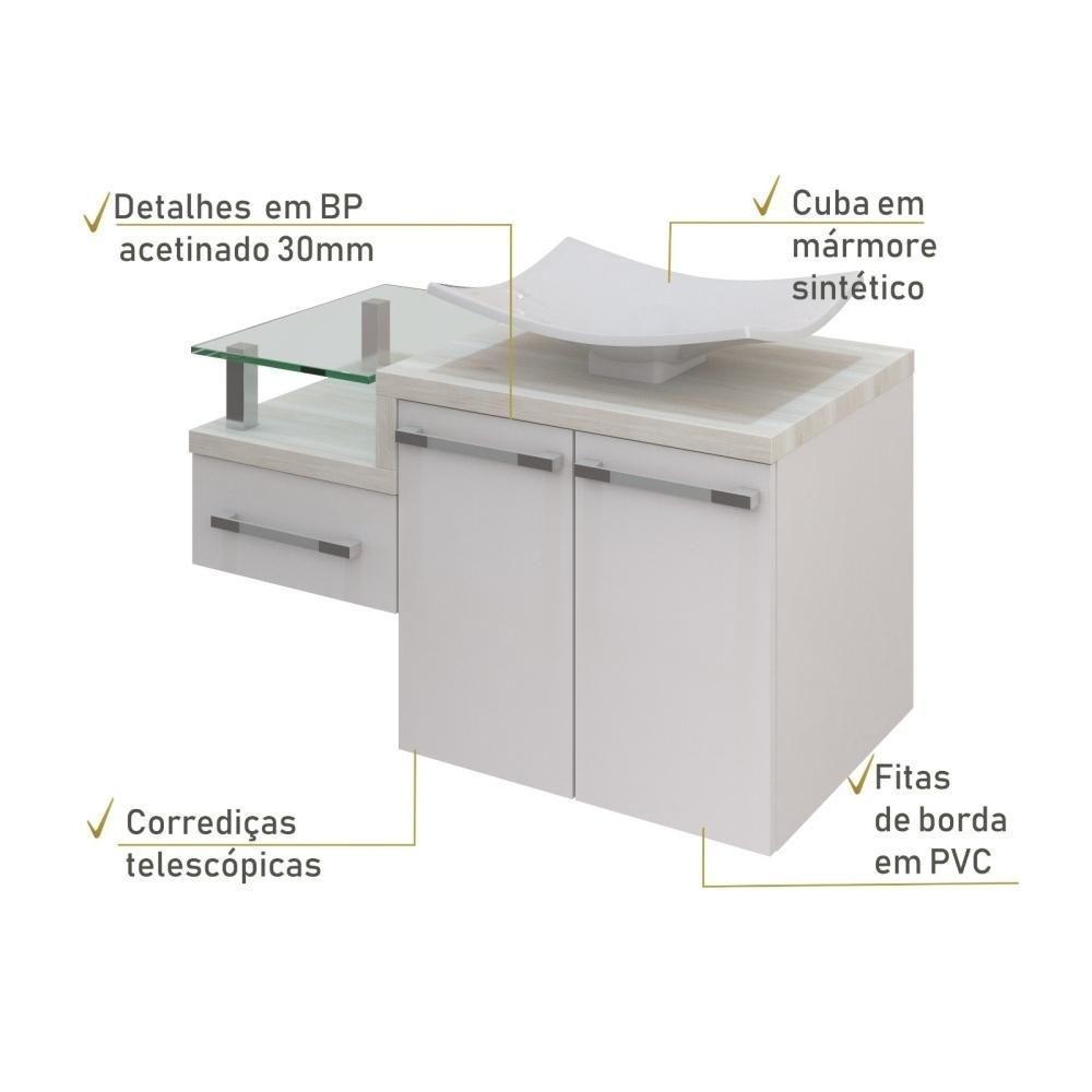 Conjunto Balcão C-cuba F44 Legno 830 Branco Chess C-preto ônix Branco Chess C-snow - 5