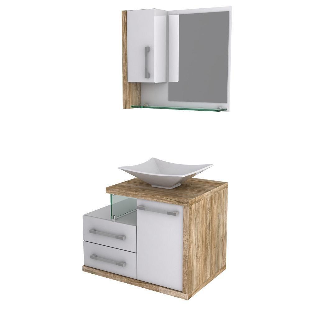 Conjunto Balcão C-cuba L38 E Espelheira Legno 650 Branco Chess C-branco Chess Branco Chess C-carvalho - 2