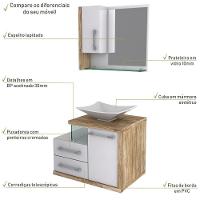 Conjunto Balcão C-cuba L38 E Espelheira Legno 650 Branco Chess C-branco Chess Branco Chess C-carvalho