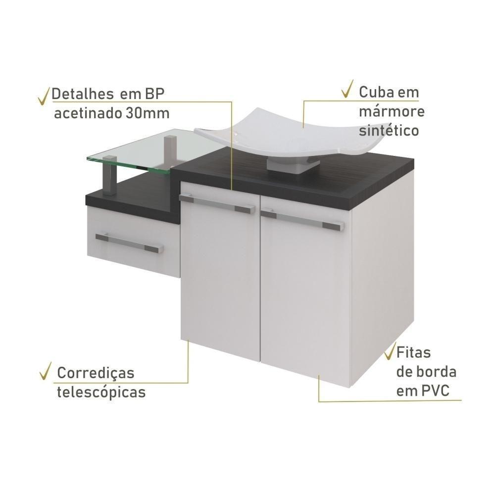 Conjunto Balcão C-cuba F44 Legno 830 Branco Chess C-nogal Branco Chess C-preto ônix - 5