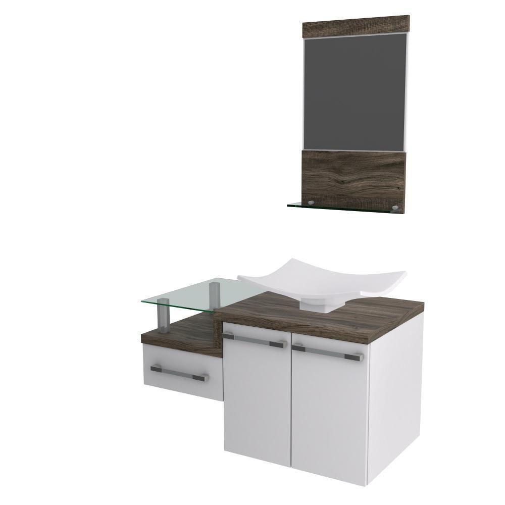 Conjunto Balcão C-cuba F44 E Espelheira Legno 831 Branco Chess C-carvalho Branco Chess C-carvalho Dark - 2