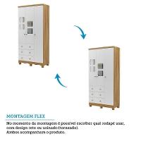 Jogo De Quarto Infantil Uli Guarda Roupa 3 Portas E Berço Branco Brilho/amêndoa - Móveis Peroba - 3