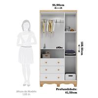 Jogo De Quarto Infantil Uli Guarda Roupa 3 Portas E Berço Branco Brilho/amêndoa - Móveis Peroba