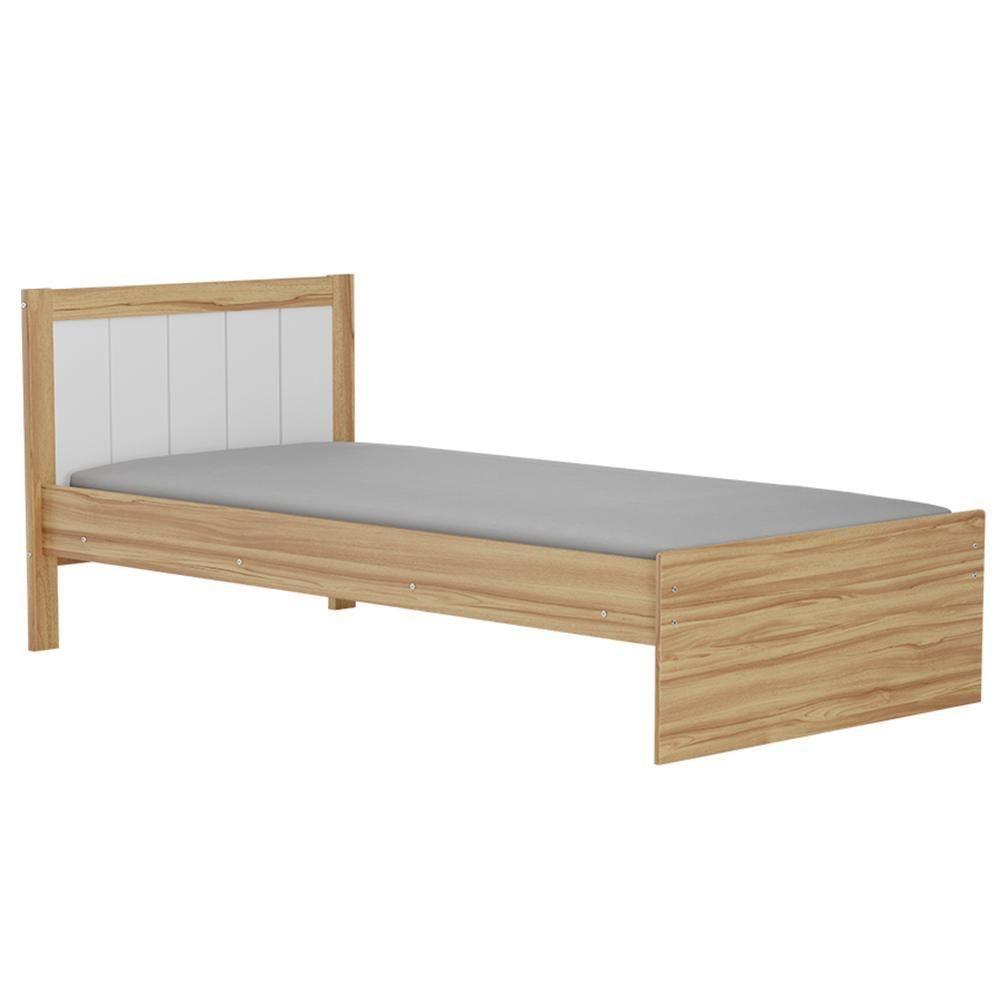 Cama Infantil Solteiro Manu Branco Brilho/amêndoa Com Colchão Supreme D33 - Móveis Peroba - 1