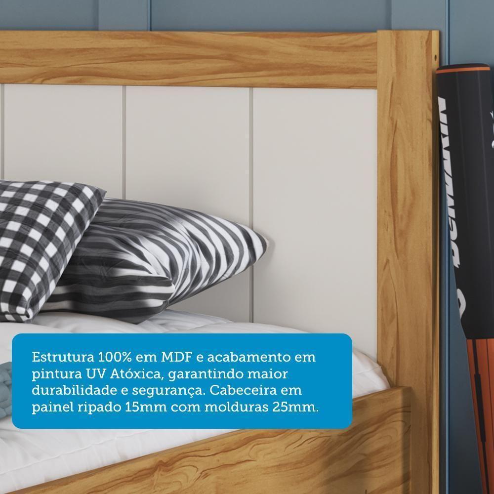 Cama Infantil Solteiro Manu Branco Brilho/amêndoa Com Colchão Supreme D33 - Móveis Peroba - 3