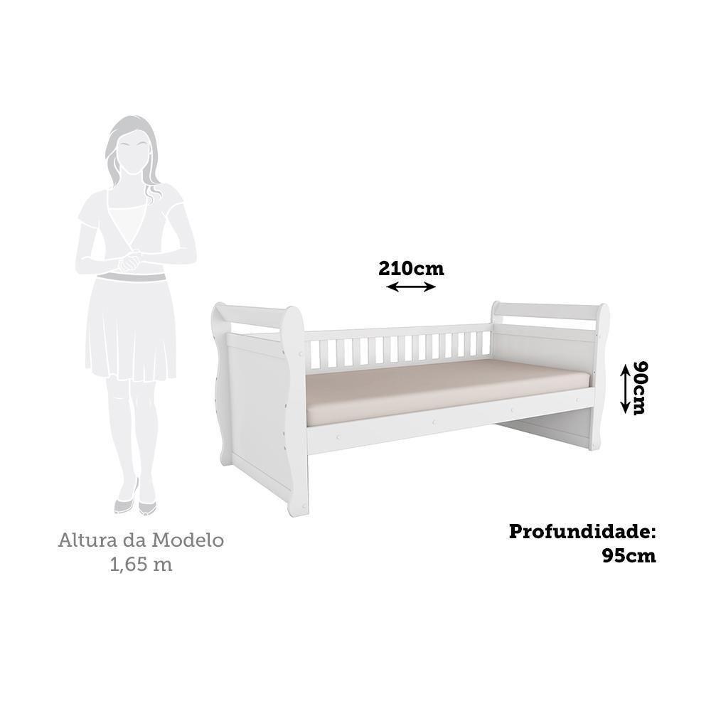 Cama Infantil Solteiro Maria Branco Brilho Com Colchão Light D33 - Móveis Peroba - 3