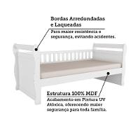 Cama Infantil Solteiro Maria Branco Brilho Com Colchão Light D33 - Móveis Peroba - 2