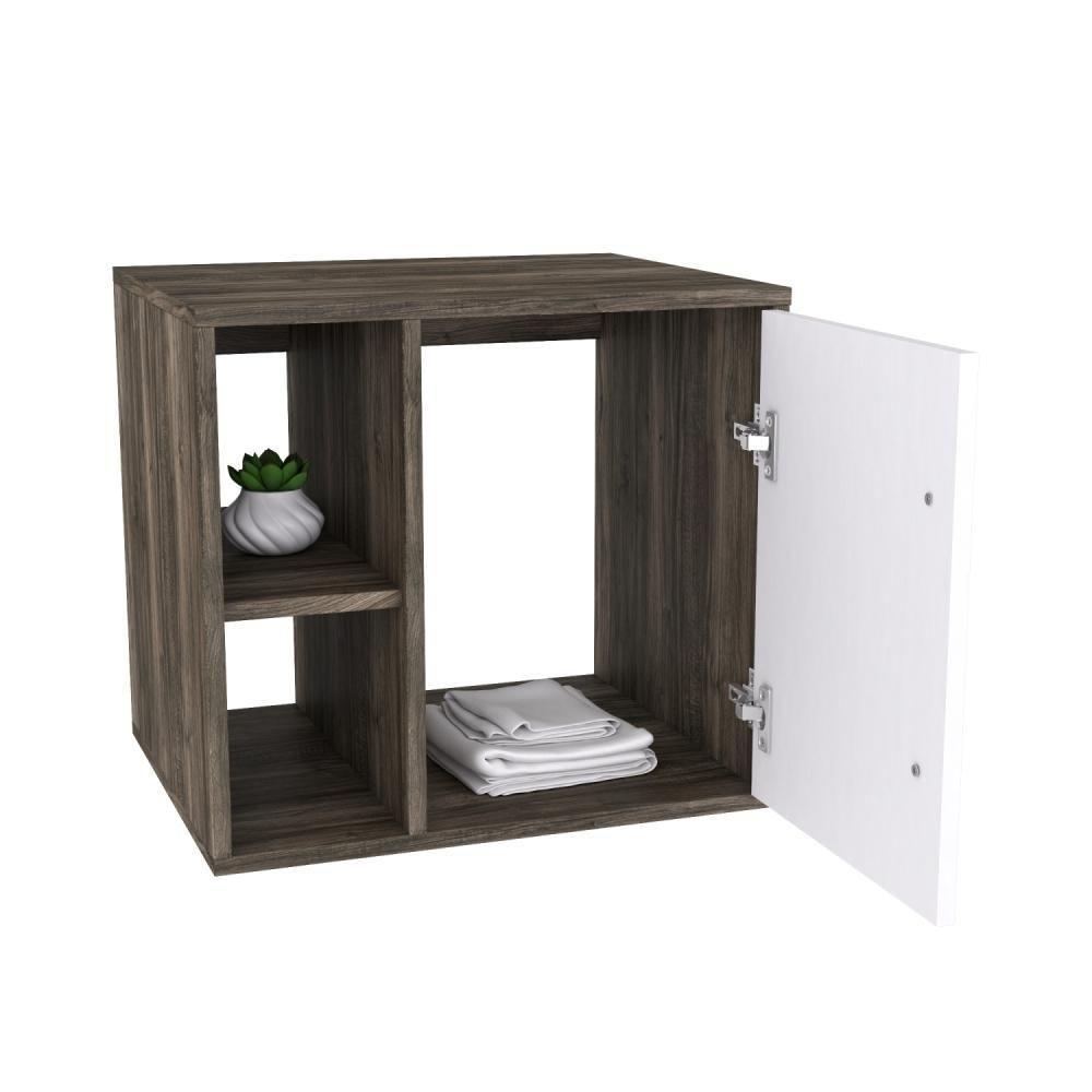 Conjunto Balcão C-cuba R30 E Espelheira Soft 500 Carvalho Dark Carvalho Dark C-branco Chess - 3