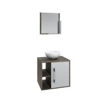 Conjunto Balcão C-cuba R30 E Espelheira Soft 500 Carvalho Dark Carvalho Dark C-branco Chess - 2