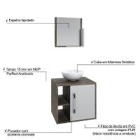 Conjunto Balcão C-cuba R30 E Espelheira Soft 500 Carvalho Dark Carvalho Dark C-branco Chess