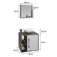 Conjunto Balcão C-cuba R30 E Espelheira Soft 500 Carvalho Dark Carvalho Dark C-branco Chess - 5