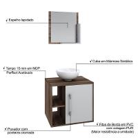 Conjunto Balcão C-cuba R30 E Espelheira Soft 500 Nogal Nogal C-branco Chess