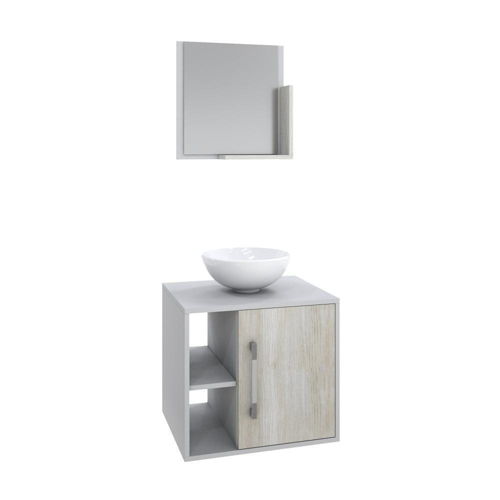 Conjunto Balcão C-cuba R30 E Espelheira Soft 500 Branco Chess C-preto ônix Branco Chess C-snow - 2