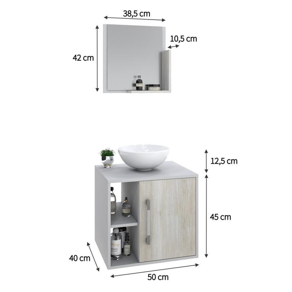 Conjunto Balcão C-cuba R30 E Espelheira Soft 500 Branco Chess C-preto ônix Branco Chess C-snow - 5