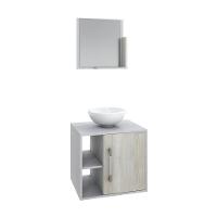 Conjunto Balcão C-cuba R30 E Espelheira Soft 500 Branco Chess C-preto ônix Branco Chess C-snow - 2