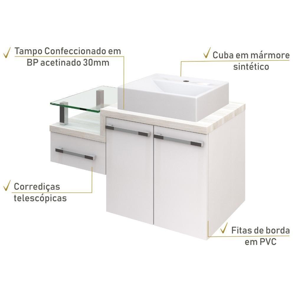 Conjunto Balcão C-cuba Q39 Legno 830 Branco Chess C-preto ônix Branco Chess C-snow - 5