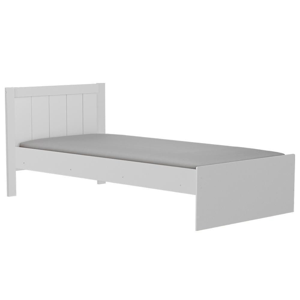 Cama Infantil Solteiro Manu Branco Brilho Com Colchão Light D33 - Móveis Peroba - 1