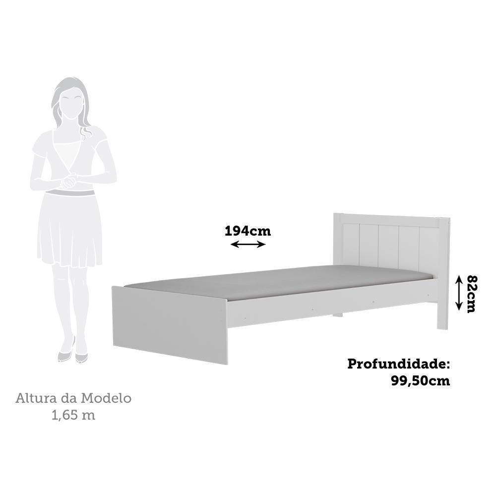 Cama Infantil Solteiro Manu Branco Brilho Com Colchão Light D33 - Móveis Peroba - 2