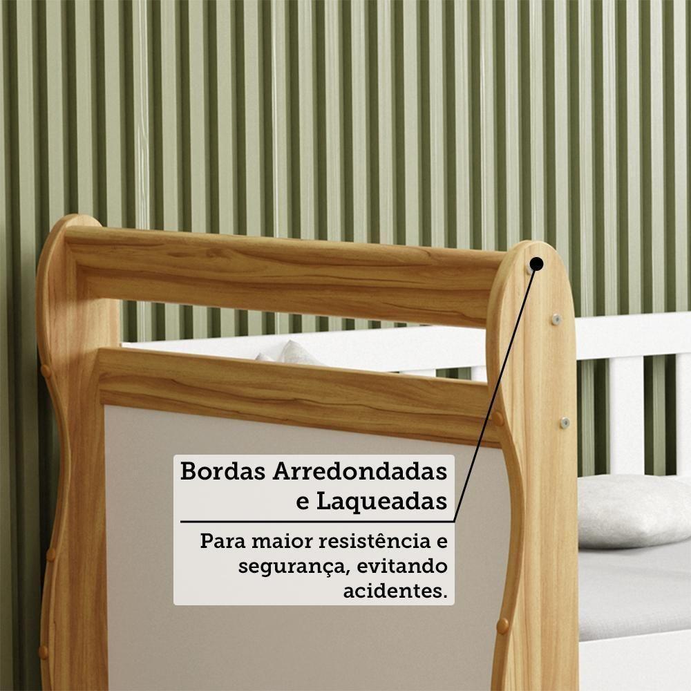 Cama Infantil Solteiro Maria Branco Brilho/amêndoa Com Colchão Light D33 - Móveis Peroba - 5