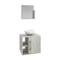 Conjunto Balcão C-cuba R30 E Espelheira Soft 500 Nogal C-preto ônix Snow - 2