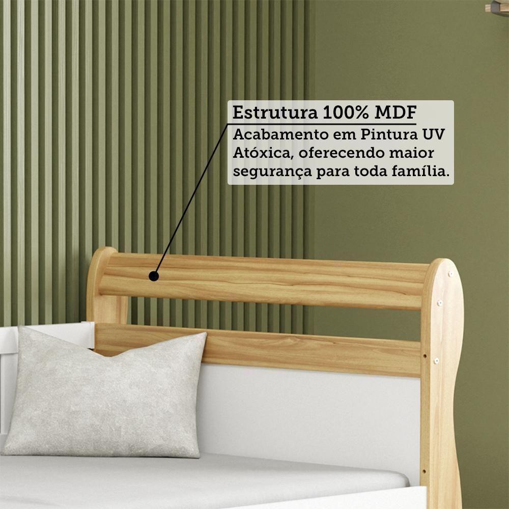 Cama Infantil Solteiro Maria Branco Brilho/amêndoa Com Colchão Supreme D33 - Móveis Peroba - 2