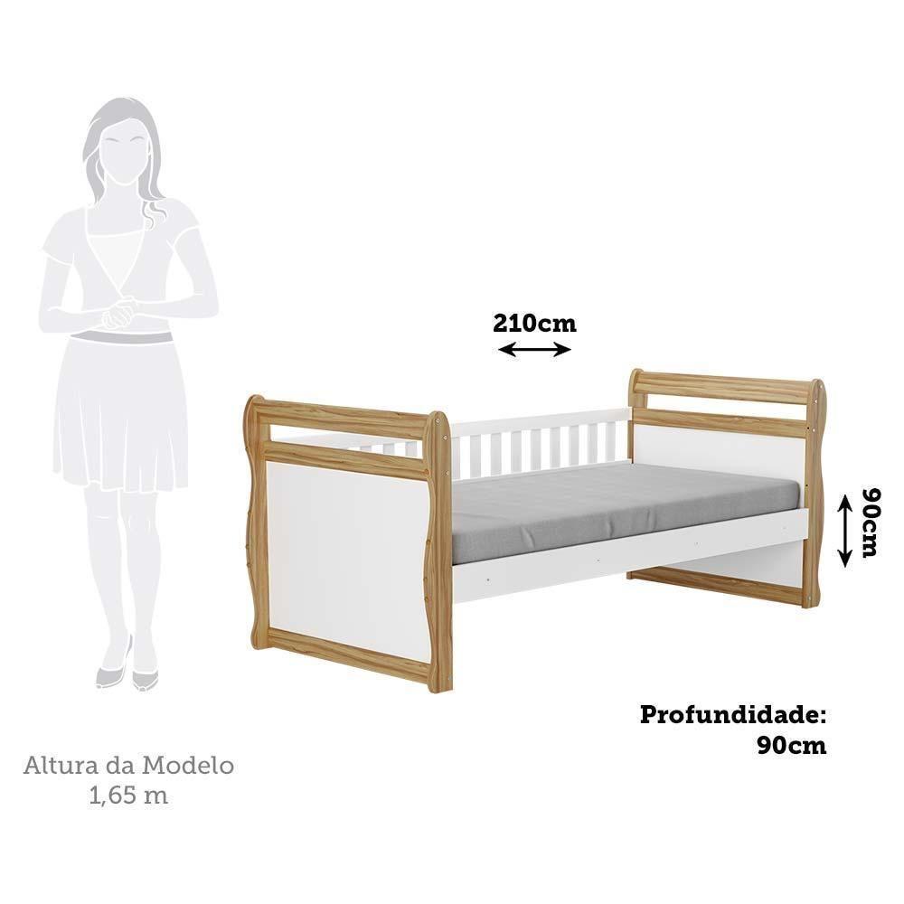 Cama Infantil Solteiro Maria Branco Brilho/amêndoa Com Colchão Supreme D33 - Móveis Peroba - 4