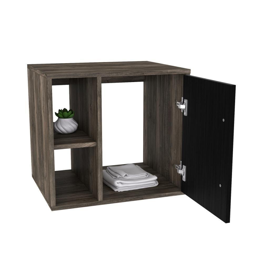 Conjunto Balcão C-cuba R30 E Espelheira Soft 500 Carvalho Dark C-branco Chess Carvalho Dark C-preto ônix - 3