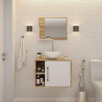 Conjunto Balcão C-cuba R30 E Espelheira Soft 600 Carvalho Carvalho C-branco Chess - 1