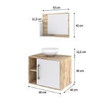 Conjunto Balcão C-cuba R30 E Espelheira Soft 600 Carvalho Carvalho C-branco Chess - 5