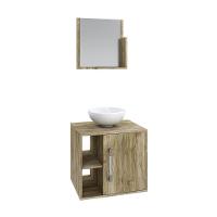 Conjunto Balcão C-cuba R30 E Espelheira Soft 500 Preto Onix C-snow Carvalho - 2