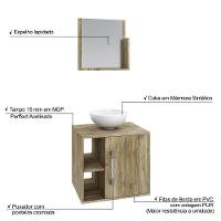 Conjunto Balcão C-cuba R30 E Espelheira Soft 500 Preto Onix C-snow Carvalho