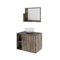 Conjunto Balcão C-cuba R30 E Espelheira Soft 600 Carvalho C-preto ônix Carvalho Dark - 2