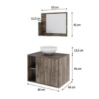 Conjunto Balcão C-cuba R30 E Espelheira Soft 600 Carvalho C-preto ônix Carvalho Dark - 5