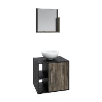 Conjunto Balcão C-cuba R30 E Espelheira Soft 500 Preto ônix C-carvalho Preto ônix C-carvalho Dark - 2