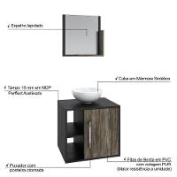 Conjunto Balcão C-cuba R30 E Espelheira Soft 500 Preto ônix C-carvalho Preto ônix C-carvalho Dark