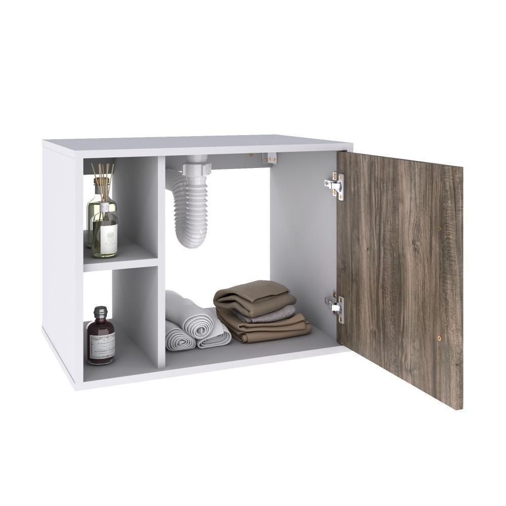 Conjunto Balcão C-cuba R30 E Espelheira Soft 600 Branco Chess C-carvalho Branco Chess C-carvalho Dark - 3