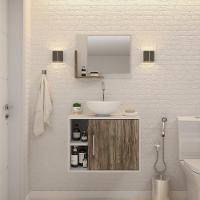 Conjunto Balcão C-cuba R30 E Espelheira Soft 600 Branco Chess C-carvalho Branco Chess C-carvalho Dark - 1